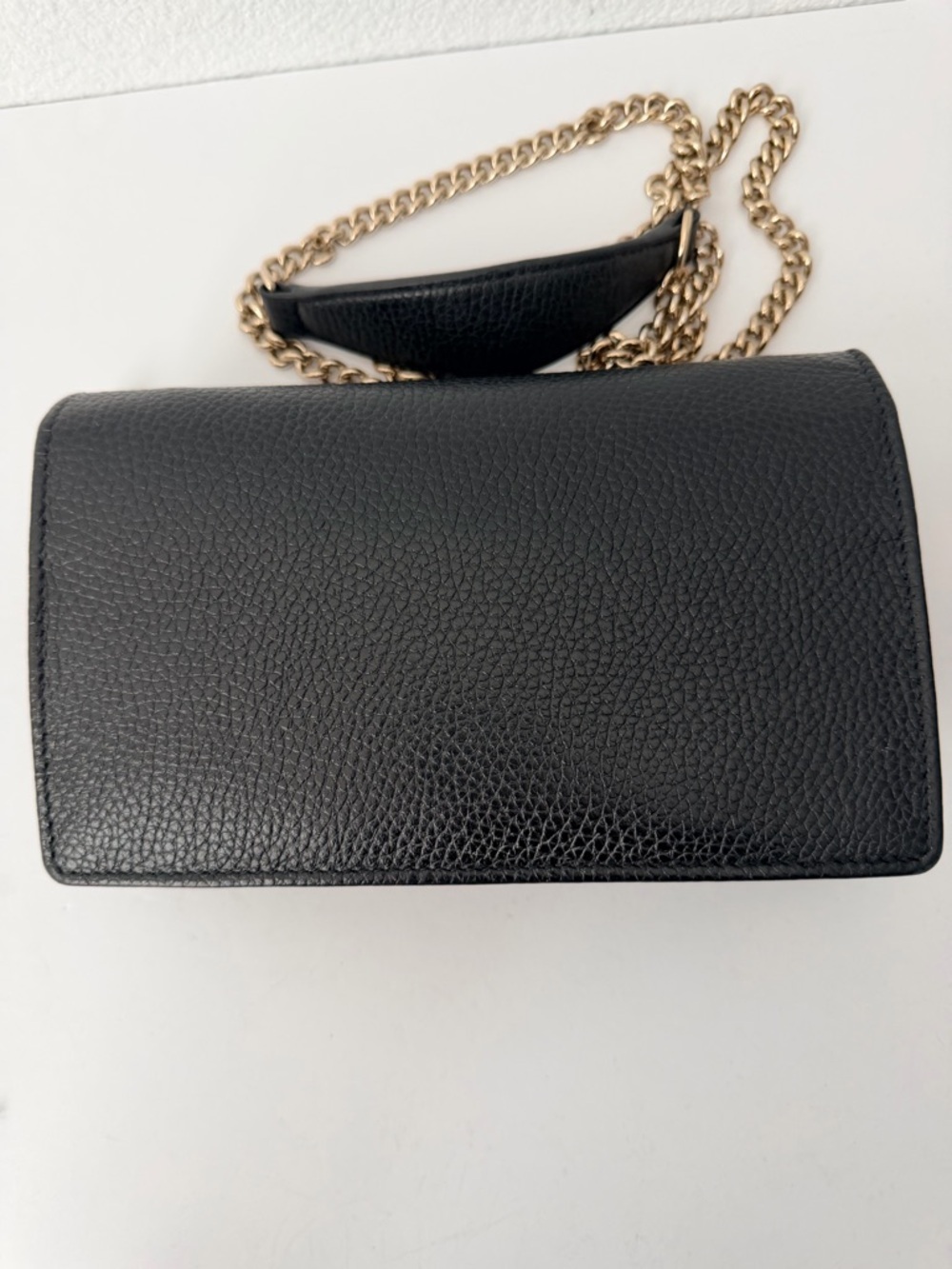 Gucci Soho Leather Chain Wallet Crossbody Black Gold Hardware - Picture 7 of 13
